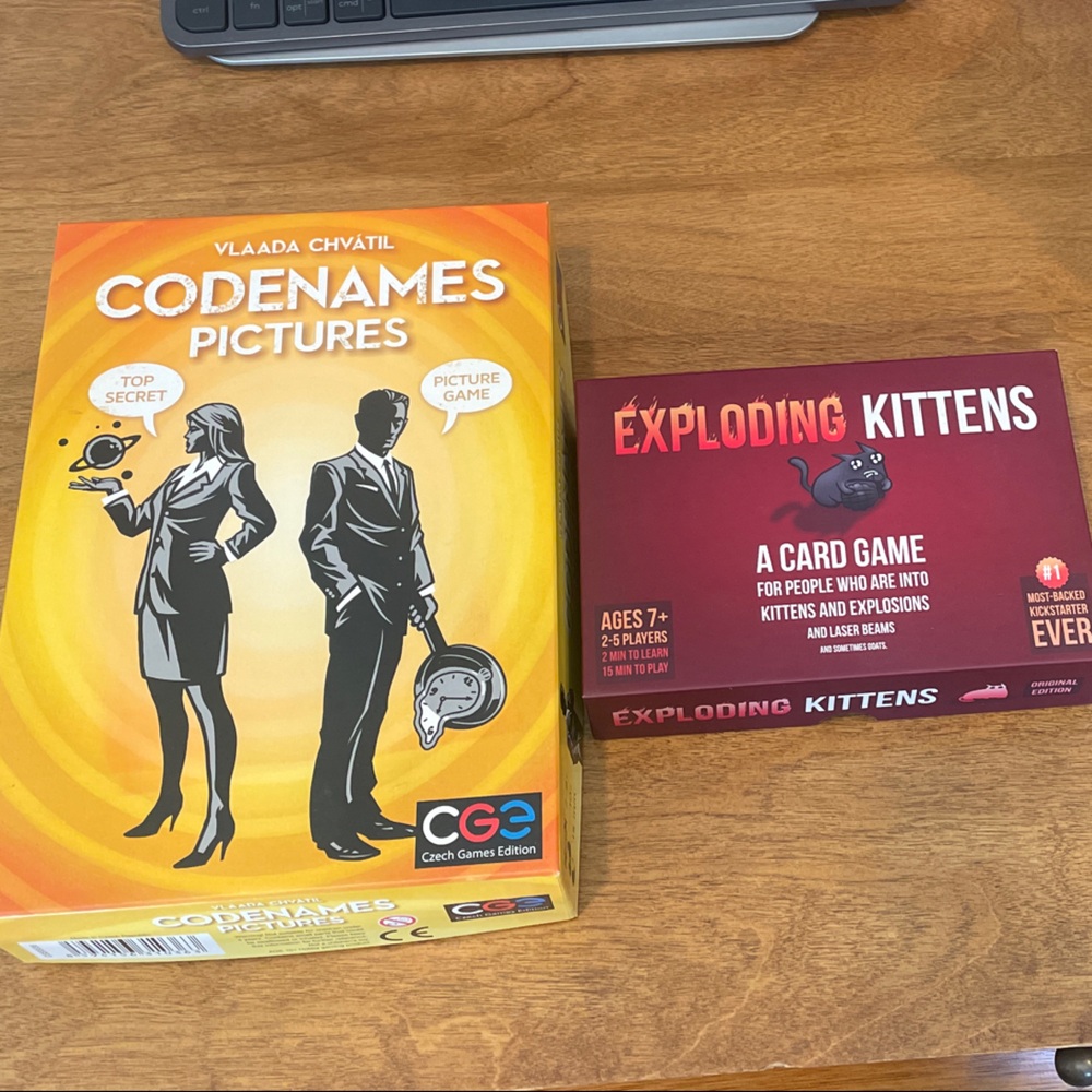 Codenames Pictures and Exploding Kittens Card Games